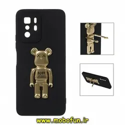 قاب گوشی Poco X3 GT - Redmi Note 10 Pro 5G شیائومی طرح ربات KAWS سیلیکونی ژله ای پرو کمرا هولدر دار محافظ لنز دار مشکی طلایی کد 191