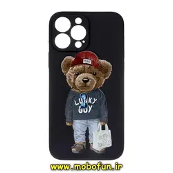 قاب گوشی iPhone 12 Pro Max آیفون سیلیکونی ژله ای طرح خرسی تدی TEDi محافظ لنز دار مشکی کد 326