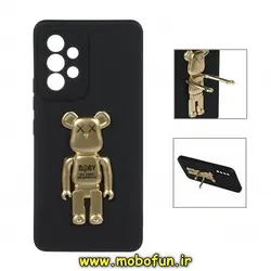 قاب گوشی Galaxy A52 4G - Galaxy A52 5G - Galaxy A52S سامسونگ طرح ربات KAWS سیلیکونی ژله ای پرو کمرا هولدر دار محافظ لنز دار مشکی طلایی کد 505