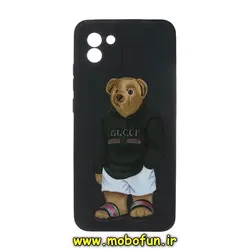 قاب گوشی Galaxy A03 2022 سامسونگ سیلیکونی ژله ای طرح خرسی تدی Tedi محافظ لنز دار مشکی کد 9