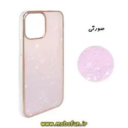 قاب گوشی iPhone 13 Pro Max آیفون مای کیس دور طلایی ماربل صورتی پاپ سوکت دار کد 181