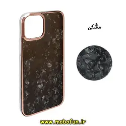 قاب گوشی iPhone 12 - iPhone 12 Pro آیفون مای کیس دور طلایی ماربل مشکی پاپ سوکت دار کد 429
