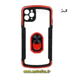 قاب گوشی iPhone 11 Pro Max آیفون ضد ضربه پشت شفاف دوررنگی اورجینال محافظ لنز دار هولدر دار طرح بتمن کی دو قرمز کد 299