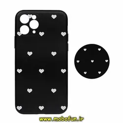 قاب گوشی iPhone 11 Pro Max آیفون فانتزی سوزنی برجسته طرح قلب کلاسیک مشکی پاپ سوکت دار محافظ لنزدار کد 263