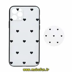 قاب گوشی iPhone 11 Pro آیفون فانتزی سوزنی برجسته طرح قلب کلاسیک سفید پاپ سوکت دار محافظ لنزدار کد 175