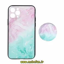 قاب گوشی iPhone 11 Pro آیفون فانتزی سوزنی برجسته طرح آبرنگی پاپ سوکت دار محافظ لنزدار کد 157