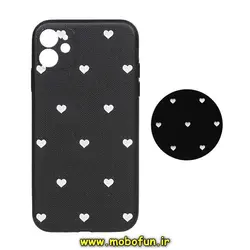 قاب گوشی iPhone 11 آیفون فانتزی سوزنی برجسته طرح قلب کلاسیک مشکی پاپ سوکت دار محافظ لنزدار کد 217