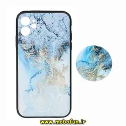قاب گوشی iPhone 11 آیفون فانتزی سوزنی برجسته طرح آبرنگی پاپ سوکت دار محافظ لنزدار کد 216