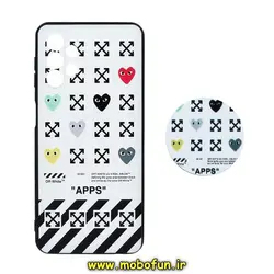 قاب گوشی Galaxy A32 4G سامسونگ فانتزی سوزنی برجسته طرح OFF-White پاپ سوکت دار محافظ لنز دار کد 383