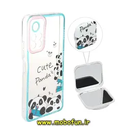 قاب گوشی Poco M4 Pro 5G شیائومی ژله ای شفاف فانتزی طرح پاندای بازیگوش کیوت PANDA پاپ سوکت دار آینه ای محافظ لنز دار کد 41