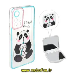 قاب گوشی Poco M4 Pro 5G شیائومی ژله ای شفاف فانتزی طرح پاندای بامزه کیوت PANDA پاپ سوکت دار آینه ای محافظ لنز دار کد 40
