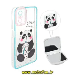 قاب گوشی Redmi Note 10S - Redmi Note 10 4G شیائومی ژله ای شفاف فانتزی طرح پاندای بامزه کیوت PANDA پاپ سوکت دار آینه ای محافظ لنز دار کد 287