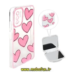 قاب گوشی Poco M3 Pro - Redmi Note 10 5G شیائومی ژله ای شفاف فانتزی طرح قلب صورتی پاپ سوکت دار آینه ای محافظ لنز دار کد 115