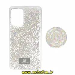 قاب گوشی Redmi Note 10 Pro 4G - Redmi Note 10 Pro Max شیائومی رزینی اکلیلی سواروسکی پلاک آینه ای پاپ سوکت دار کد 283