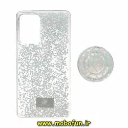 قاب گوشی Redmi Note 10 Pro 4G - Redmi Note 10 Pro Max شیائومی رزینی اکلیلی سواروسکی پلاک آینه ای پاپ سوکت دار کد 282