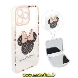 قاب گوشی iPhone 13 Pro آیفون ژله ای شفاف فانتزی طرح مینی موس Minnie Mouse پاپ سوکت دار آینه ای محافظ لنز دار کد 148