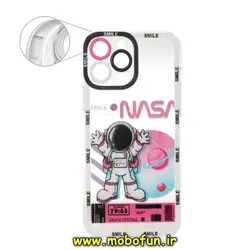 قاب گوشی iPhone 12 Pro Max آیفون ژله ای طرح دار شفاف محافظ لنز دار فضانورد ناسا NASA کد 258