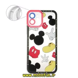 قاب گوشی iPhone 12 آیفون ژله ای طرح دار شفاف محافظ لنز دار میکی موس کد 392