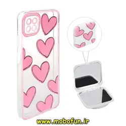 قاب گوشی Galaxy A22 5G سامسونگ ژله ای شفاف فانتزی طرح قلب صورتی پاپ سوکت دار آینه ای محافظ لنز دار کد 110