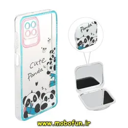 قاب گوشی Galaxy A22 5G سامسونگ ژله ای شفاف فانتزی طرح پاندای دوست داشتنی Panda پاپ سوکت دار آینه ای محافظ لنز دار کد 109