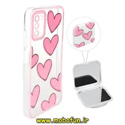 قاب گوشی Galaxy A02S - Galaxy A03S سامسونگ ژله ای شفاف فانتزی طرح قلب صورتی پاپ سوکت دار آینه ای محافظ لنز دار کد 157