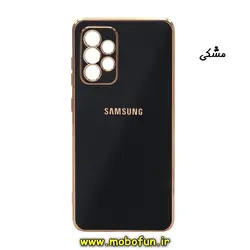 قاب گوشی Galaxy A33 5G سامسونگ طرح ژله ای مای کیس گلد لاین دور طلایی محافظ لنز دار مشکی کد 49