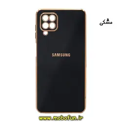 قاب گوشی Galaxy A12 سامسونگ طرح ژله ای مای کیس گلد لاین دور طلایی محافظ لنز دار مشکی کد 539