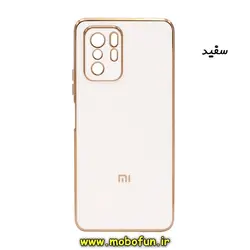 قاب گوشی Poco X3 GT - Redmi Note 10 Pro 5G شیائومی طرح ژله ای مای کیس گلد لاین دور طلایی محافظ لنز دار سفید کد 144