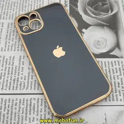 قاب گوشی iPhone 13 آیفون طرح ژله ای مای کیس گلد لاین دور طلایی محافظ لنز دار مشکی کد 160