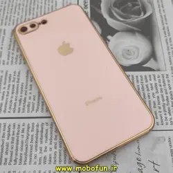 قاب گوشی iPhone 7 Plus - iPhone 8 Plus آیفون طرح ژله ای مای کیس گلد لاین دور طلایی محافظ لنز دار گلبهی کد 219