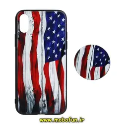 قاب گوشی iPhone X - iPhone XS آیفون فانتزی سوزنی برجسته طرح پرچم آمریکا USA پاپ سوکت دار کد 253