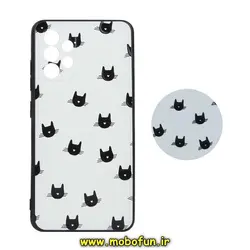 قاب گوشی Galaxy A32 4G سامسونگ فانتزی سوزنی برجسته طرح گربه بازیگوش پاپ سوکت دار محافظ لنز دار کد 343