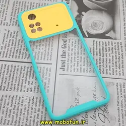 قاب گوشی Poco M4 Pro 4G شیائومی اورجینال Pro Camera طرح پشت طلق شفاف دور ژله ای محافظ لنز دار سبزآبی زرد کد 6