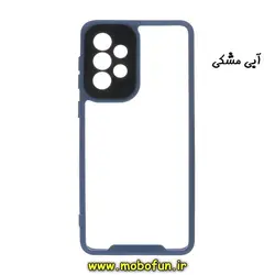 قاب گوشی Galaxy A33 5G سامسونگ اورجینال Pro Camera طرح پشت طلق شفاف دور ژله ای محافظ لنز دار آبی مشکی کد 34