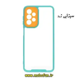 قاب گوشی Galaxy A23 4G سامسونگ اورجینال Pro Camera طرح پشت طلق شفاف دور ژله ای محافظ لنز دار سبزآبی زرد کد 12