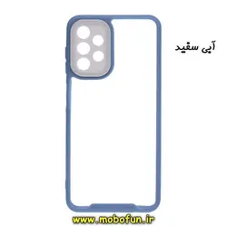 قاب گوشی Galaxy A13 4G سامسونگ اورجینال Pro Camera طرح پشت طلق شفاف دور ژله ای محافظ لنز دار آبی سفید کد 22