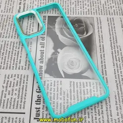 قاب گوشی Galaxy A12 - Galaxy M12 سامسونگ اورجینال متال Pro Camera طرح پشت طلق شفاف دور ژله ای سبزآبی کد 495