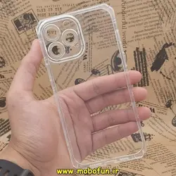 قاب گوشی iPhone 13 Pro Max آیفون طرح ژله ای شفاف بی رنگ ایربگ دار کپسولی محافظ لنز دار کد 122
