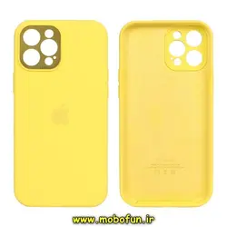 قاب گوشی iPhone 12 Pro Max آیفون سیلیکونی اورجینال پاک کنی درجه یک زیربسته محافظ لنز دار فلزی زرد روشن کد 201