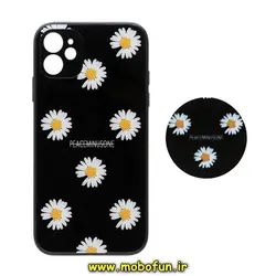 قاب گوشی iPhone 12 آیفون پشت گلس محافظ لنز دار گل بابونه پاپ سوکت دار کد 329