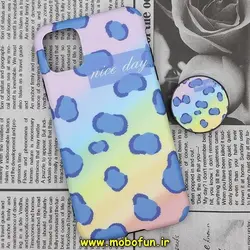 قاب گوشی iPhone 11 آیفون مدل IMD فانتزی ماربل طرح پلنگی هفت رنگ nice day پاپ سوکت دار کد 171