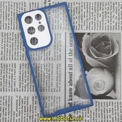 قاب گوشی Galaxy S22 Ultra سامسونگ اورجینال Pro Camera طرح پشت طلق شفاف دور ژله ای محافظ لنز دار سرمه ای سفید کد 15