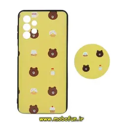 قاب گوشی Galaxy A32 5G سامسونگ فانتزی سوزنی برجسته طرح خرسی شکمو تدی TEDi پاپ سوکت دار محافظ لنز دار کد 226