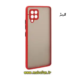 قاب گوشی Galaxy A42 - Galaxy M42 سامسونگ طرح پشت مات دور ژله ای محافظ لنز دار قرمز کد 228
