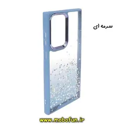 قاب گوشی Galaxy S22 Ultra سامسونگ طرح اکلیلی رزینی پشت طلق شفاف دور سیلیکونی متال کیس Metal Case سرمه ای کد 13