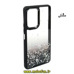 قاب گوشی Galaxy A12 سامسونگ طرح اکلیلی رزینی پشت طلق شفاف دور سیلیکونی متال کیس Metal Case مشکی کد 433