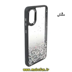 قاب گوشی Galaxy A03 Core سامسونگ طرح اکلیلی رزینی پشت طلق شفاف دور سیلیکونی متال کیس Metal Case مشکی کد 16