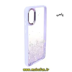 قاب گوشی Galaxy A03 Core سامسونگ طرح اکلیلی رزینی پشت طلق شفاف دور سیلیکونی متال کیس Metal Case یاسی کد 14