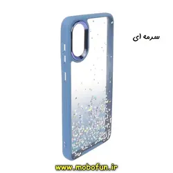 قاب گوشی Galaxy A03 Core سامسونگ طرح اکلیلی رزینی پشت طلق شفاف دور سیلیکونی متال کیس Metal Case سرمه ای کد 13