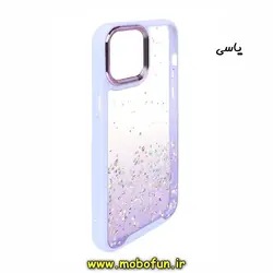 قاب گوشی iPhone 12 Pro Max آیفون طرح اکلیلی رزینی پشت طلق شفاف دور سیلیکونی متال کیس Metal Case یاسی کد 180